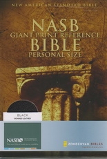 Giant Print Reference Personal Size Bible - NAS (black, bonded leather, thumb in